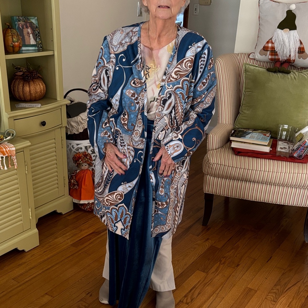 Chico's Blue and Brown Paisley Blazer